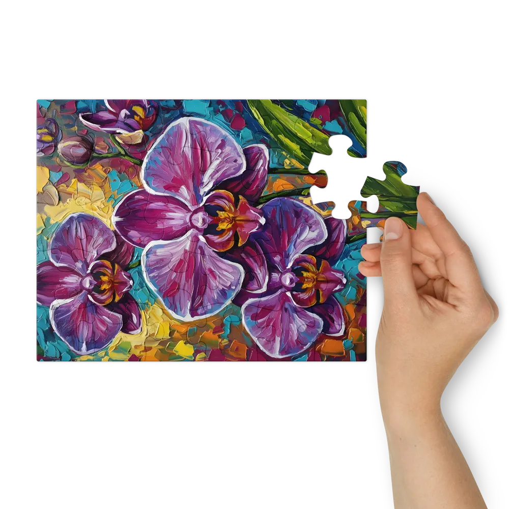 Impasto Orchid 
 Jigsaw Puzzle in Tin Box