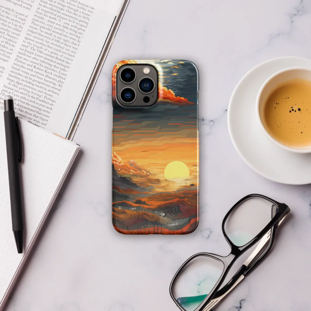 Ethereal Sunset: A Serene Landscape in Flowing Forms | Phone Case |  13 Pro Max | Snap Case | Glossy