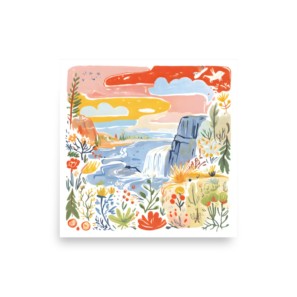 Wildflower Waterfall 
 Poster | 18″x 18″
