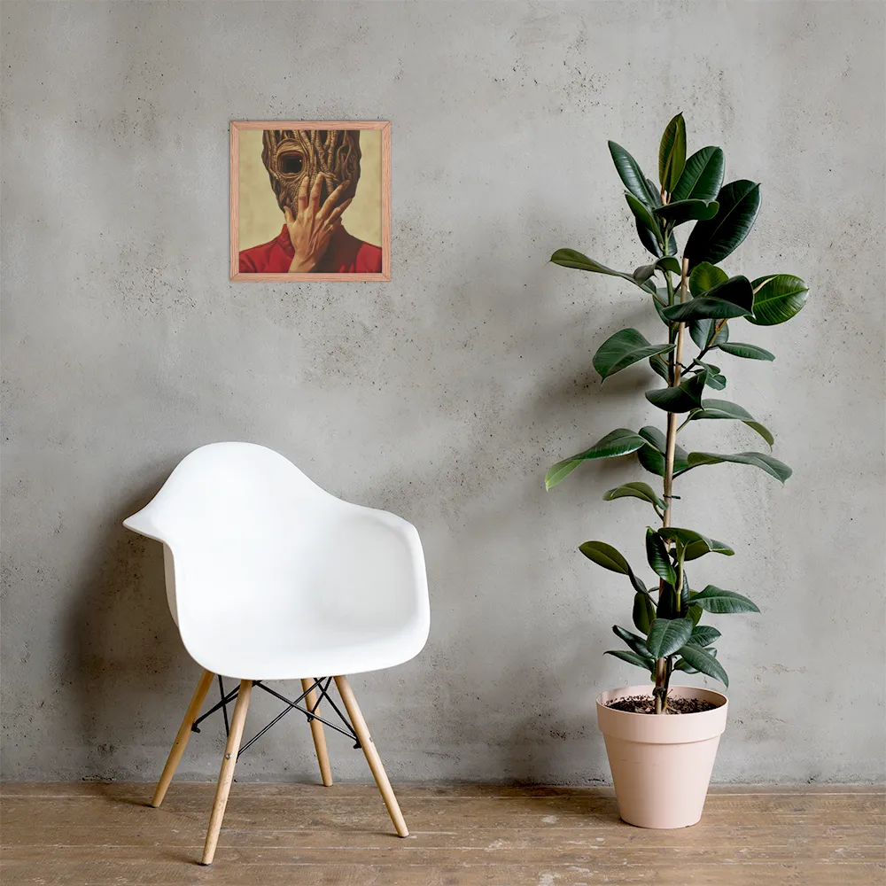The Mask of Roots | Poster with Red oak Frame | 14″×14″