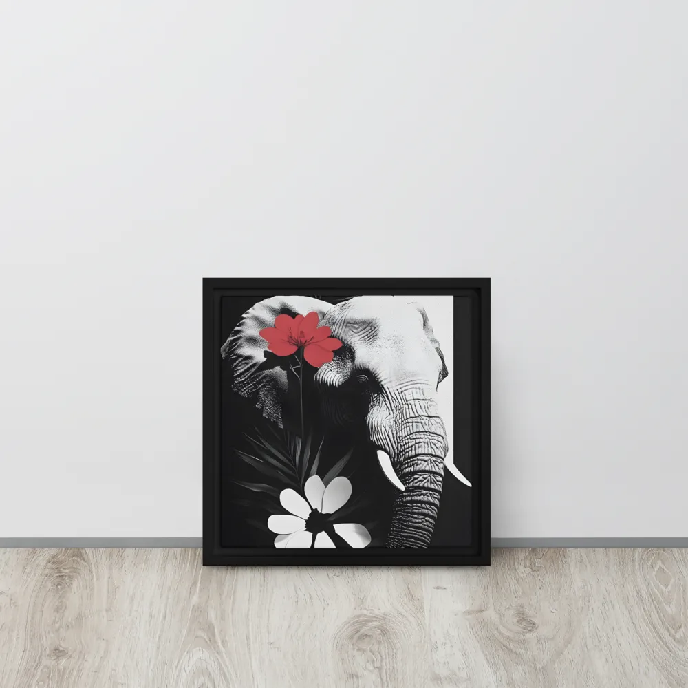 Elephant Harmony | Canvas with Black Frame | 12″×12″