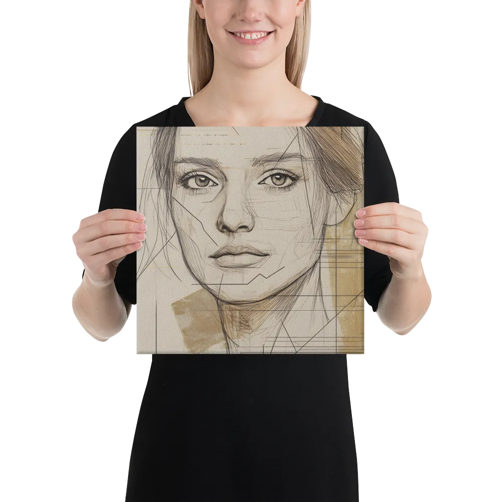 Geometric Elegance: A Modern Portrait | Canvas | 12″×12″
