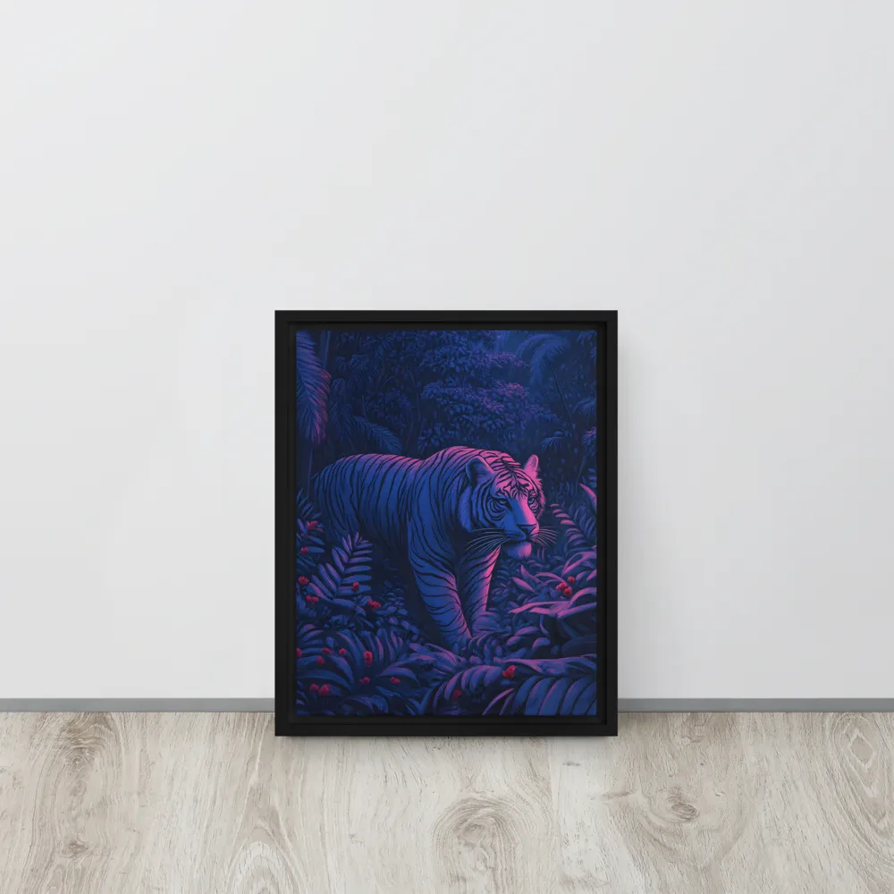 Mystic Prowler: The White Tiger in the Jungle | Canvas with Black Frame | 11″×14″