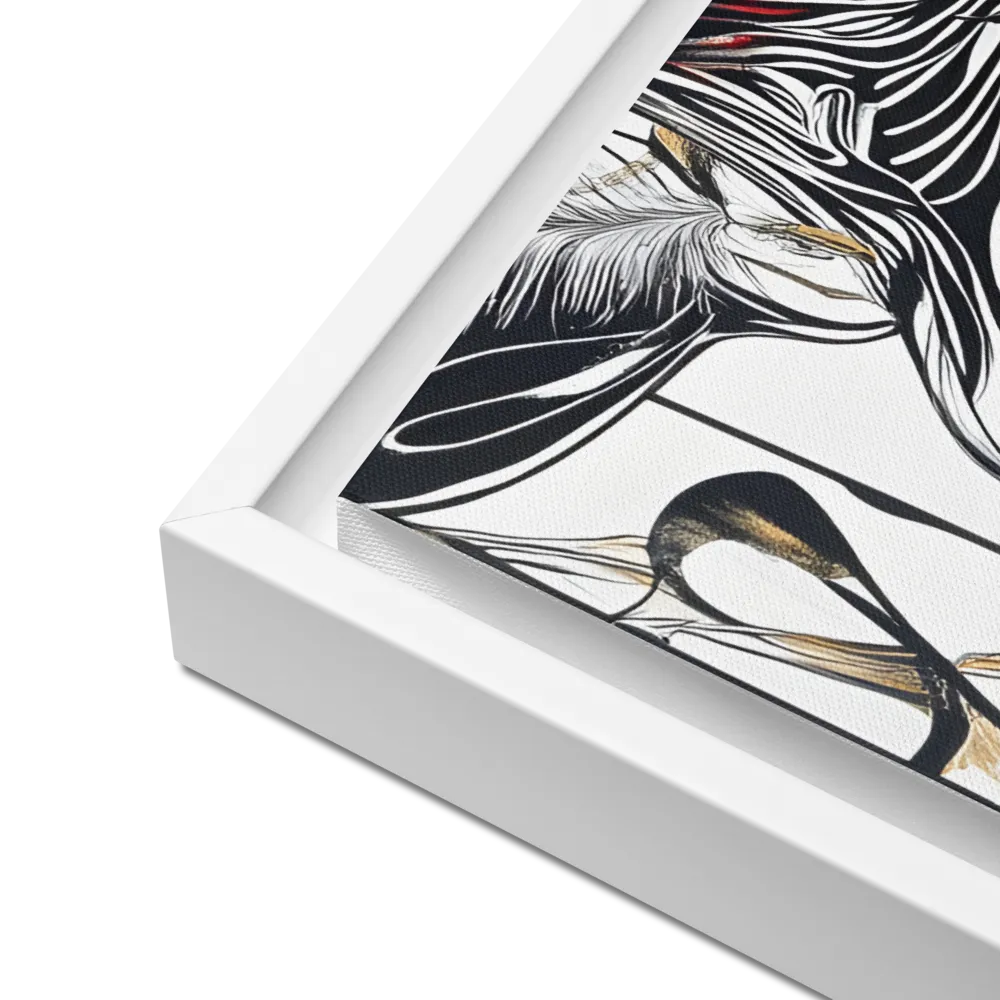 Floral Elegance: The Giraffe's Portrait | Canvas with White Frame | 18″×24″