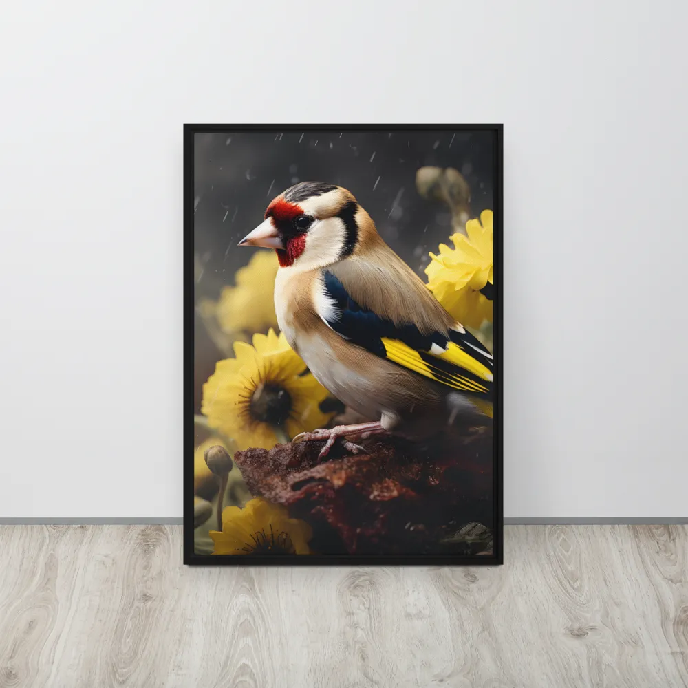 Harmony in Nature: A Goldfinch Amidst Blooms