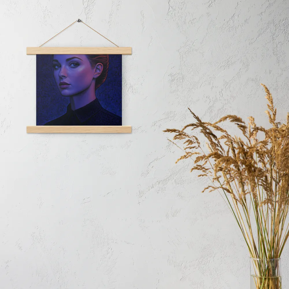Ethereal Portrait in Blue and Red | Poster With Oak Wood Hanger | 10″×10″