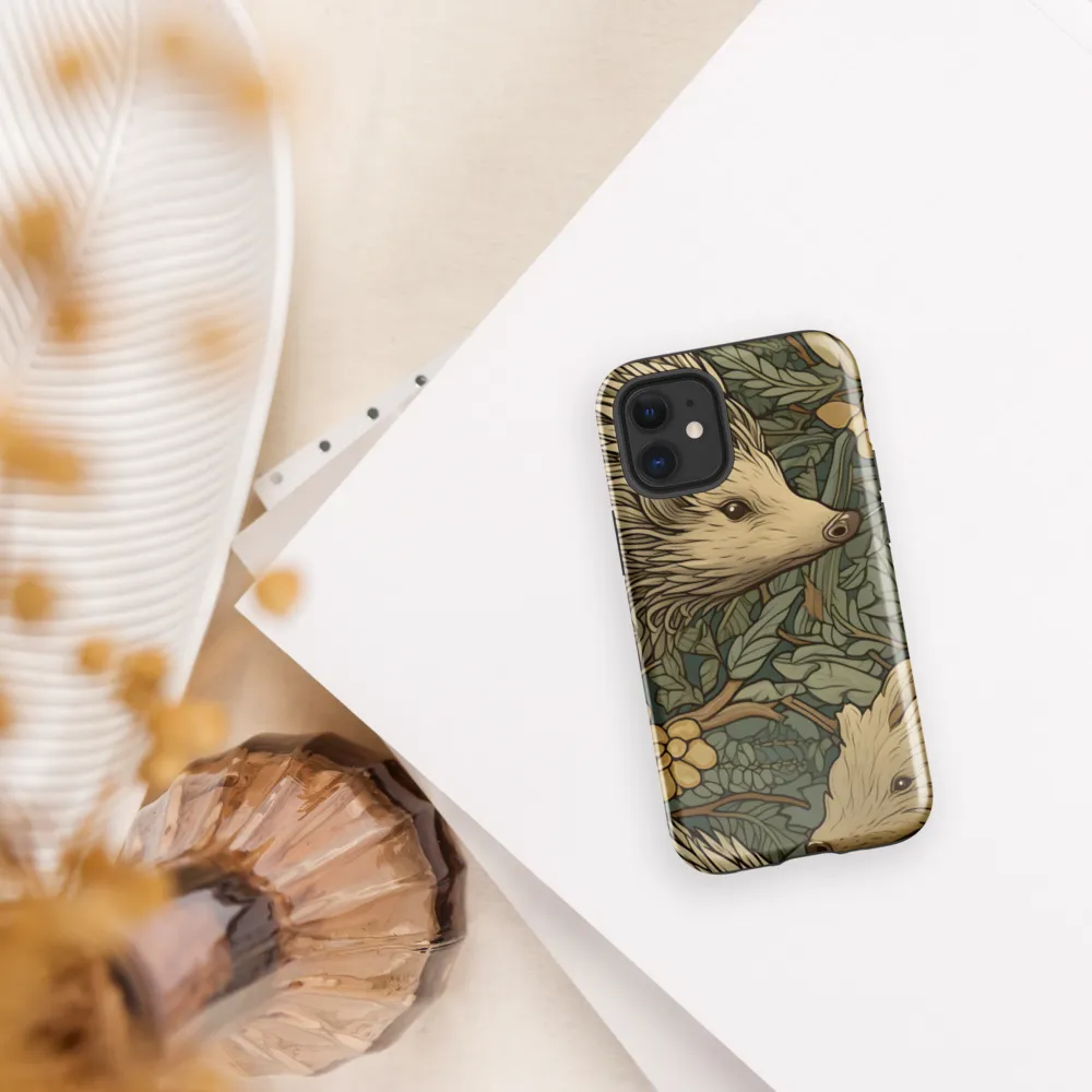 Whimsical Hedgehog Garden | Phone Case |  12 mini | Tough Case | Glossy