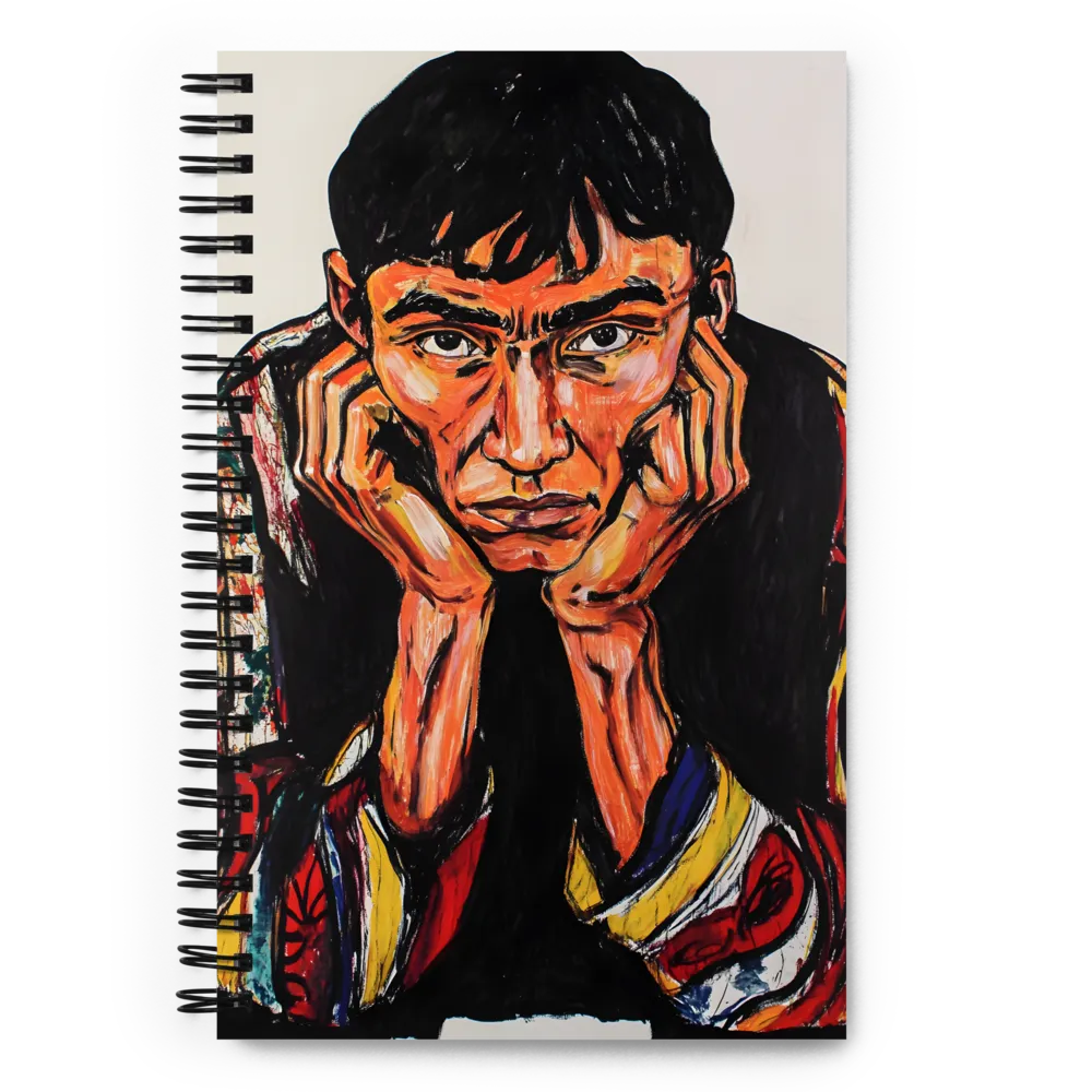 Contemplative Intensity: An Expressionist Portrait | Spiral Notebook