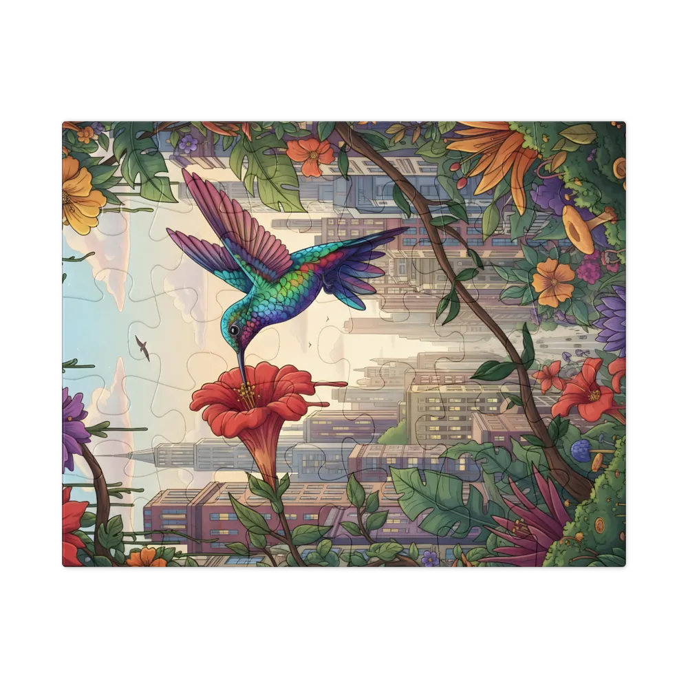 Urban Garden Hummingbird 
 Jigsaw Puzzle in Tin Box
