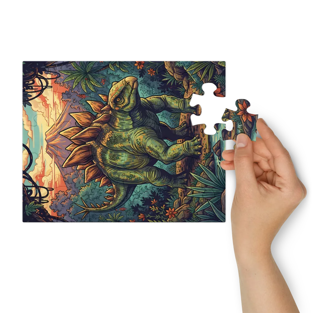Jungle Stegosaurus 
 Jigsaw Puzzle in Tin Box