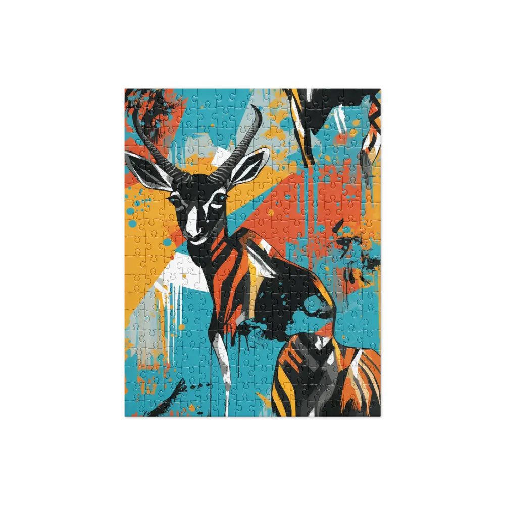 Dynamic Antelope in Vivid Abstract | Jigsaw Puzzle | 252 pieces