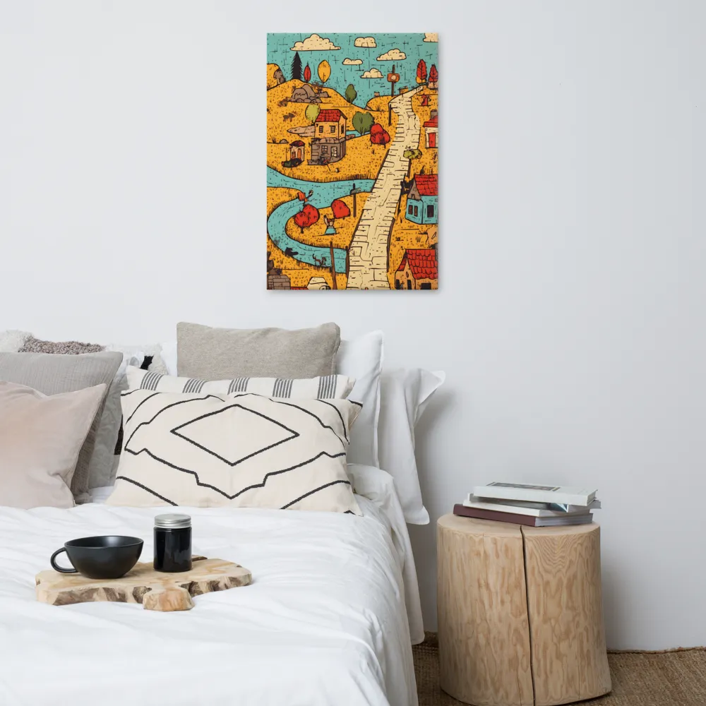 Whimsical Village Landscape | Canvas | 24″×36″