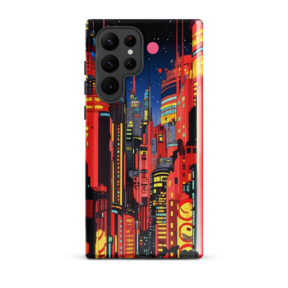 Neon Dreams: A Cyberpunk Cityscape | Phone Case |  S22 Ultra | Tough Case | Glossy