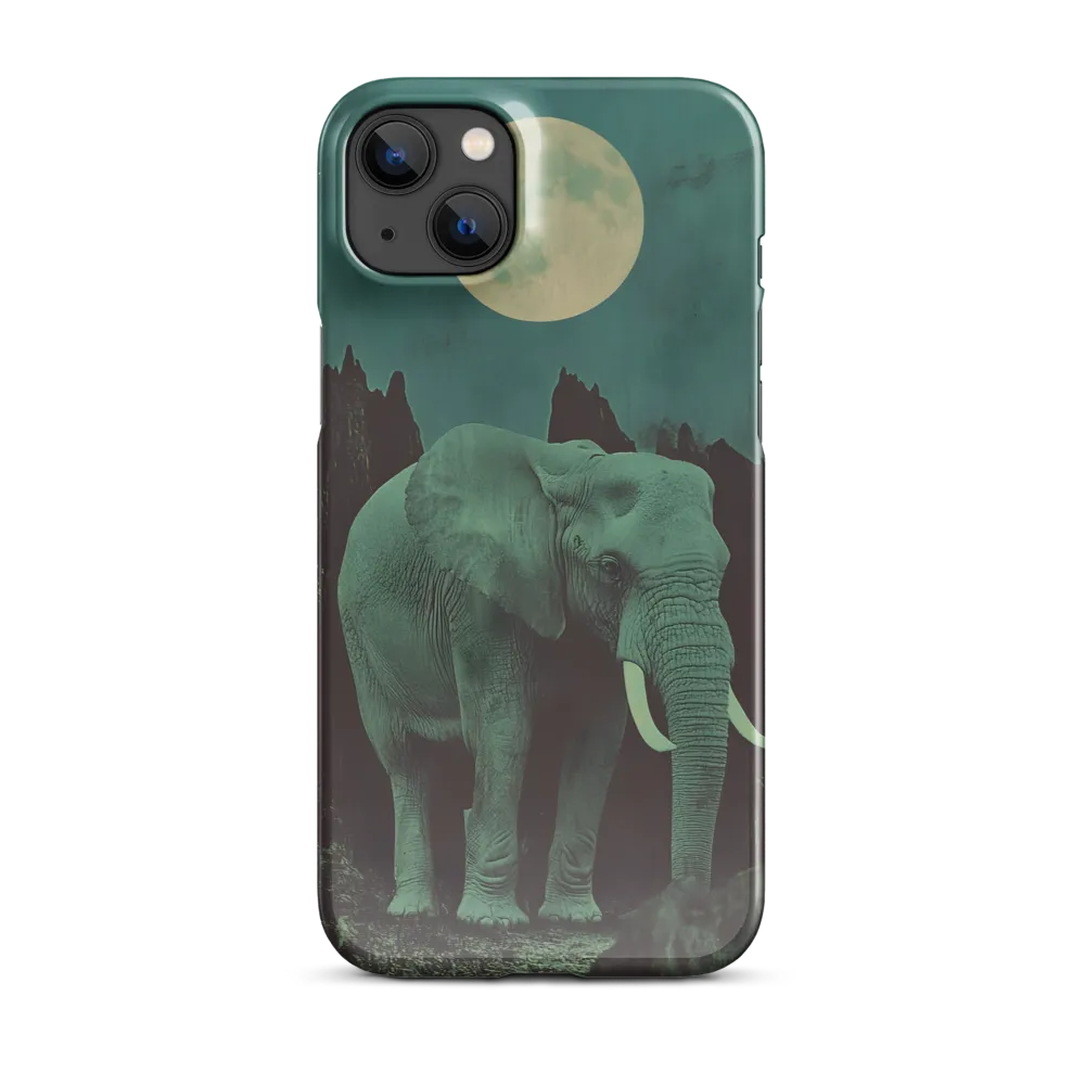 Ethereal Presence: Elephant Under a Full Moon | Phone Case |  14 Plus | Snap Case | Glossy