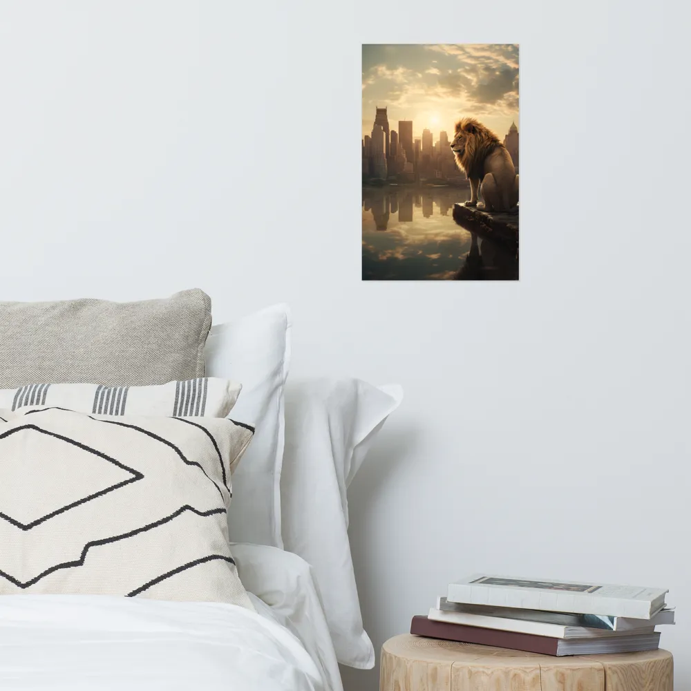 The Lion's Gaze Over the Urban Symphony | Poster | 12″×18″