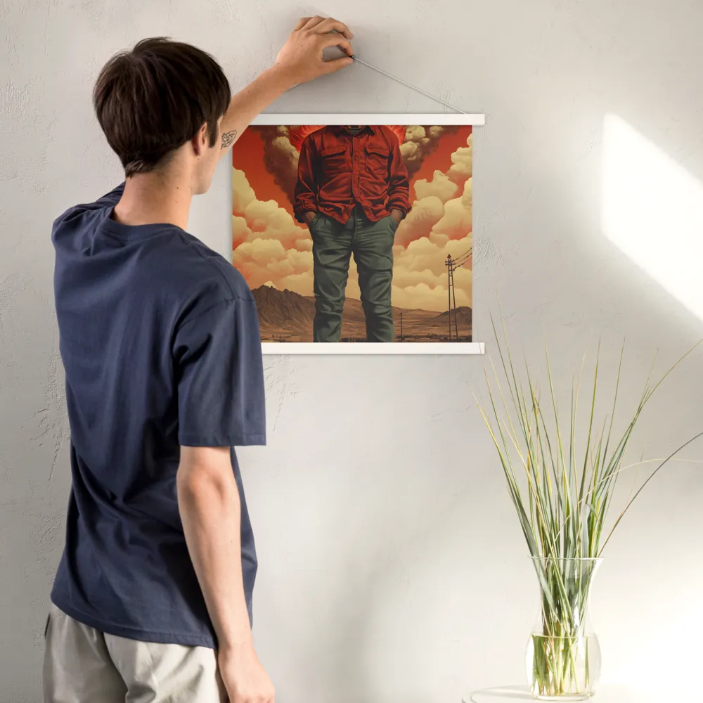 Defiant Spirit in a Surreal Landscape | Poster With White Wood Hanger | 18″×18″