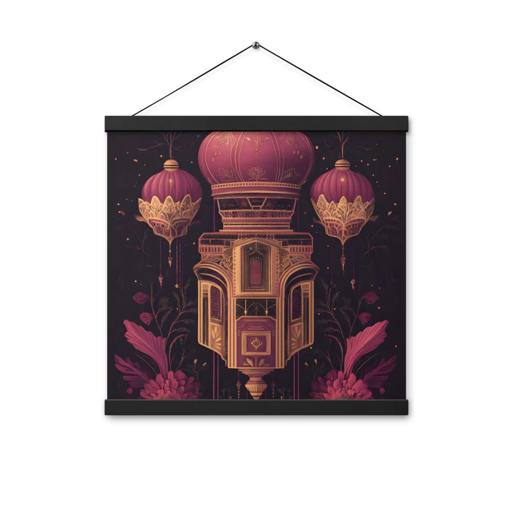 Ornate Harmony: A Digital Floral Architecture | Poster With Black Wood Hanger | 16″×16″