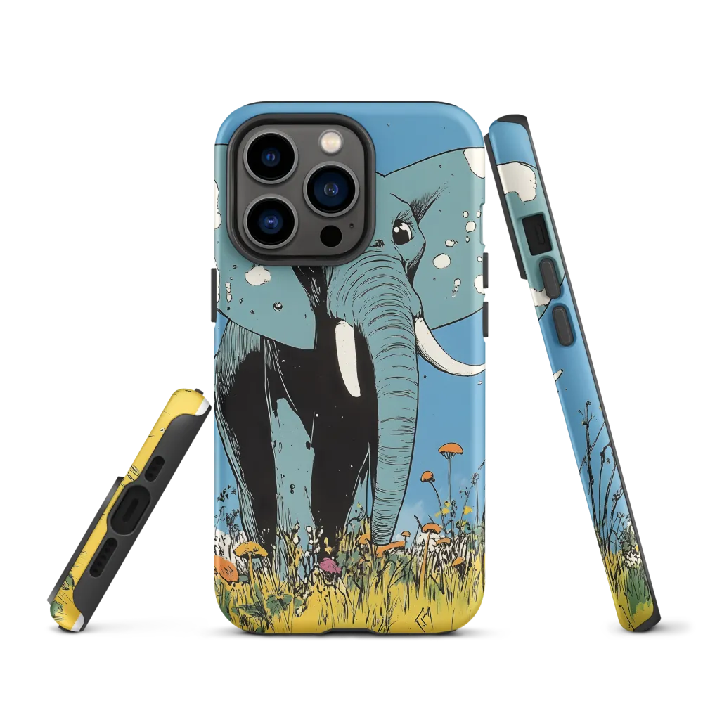 Whimsical Blue Elephant in Bloom