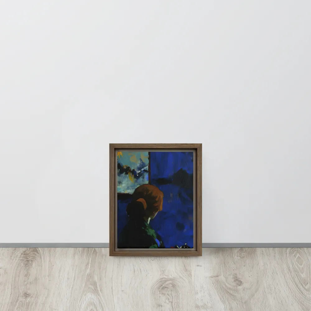 Contemplation Under the Night Sky | Canvas with Brown Frame | 8″×10″