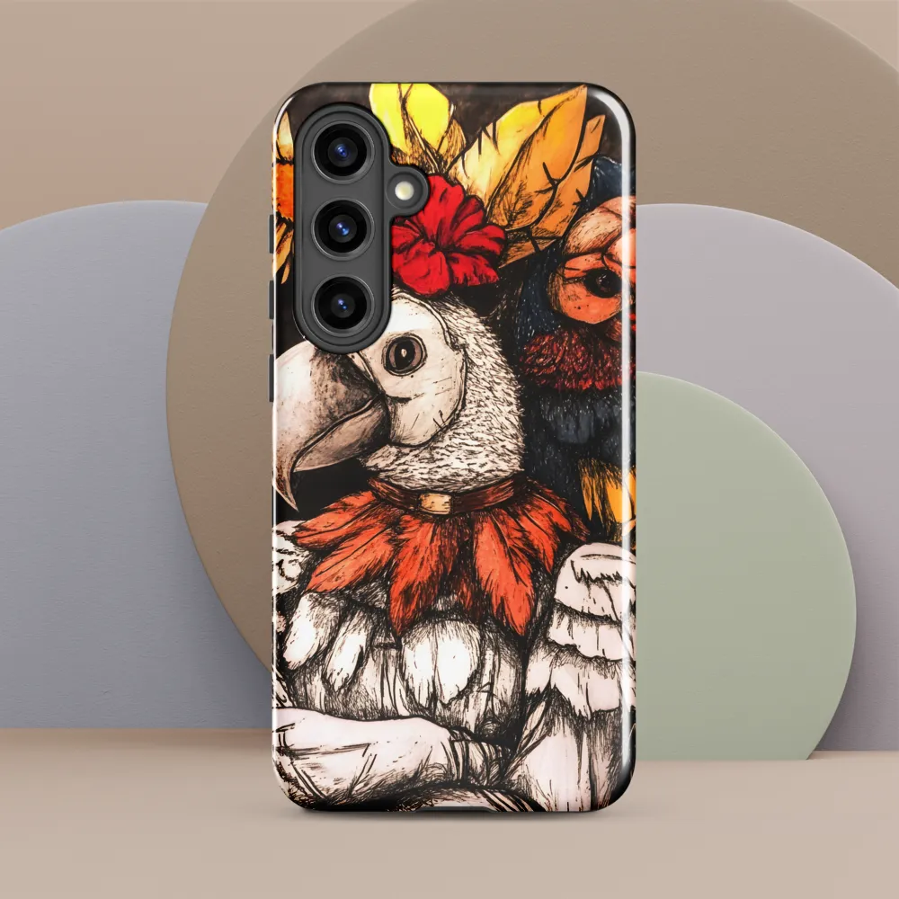 The Surreal Guardian: A Dance of Feathers and Flowers