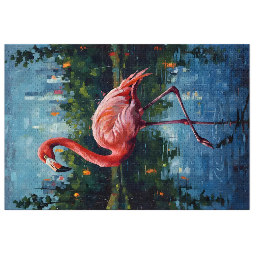 Urban Flamingo Reflection 
 Jigsaw Puzzle in Tin Box