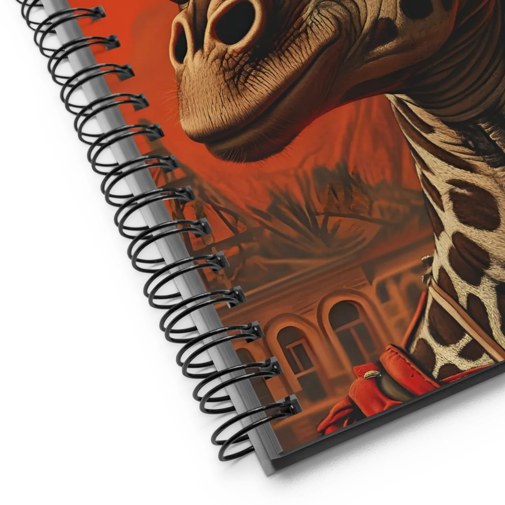 Whimsical Giraffe in an Orange Dreamscape | Spiral Notebook