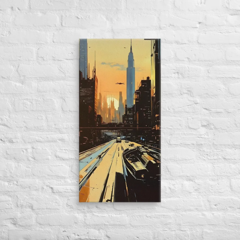 Metro Nexus: A Futuristic Cityscape | Canvas | 16″×32″