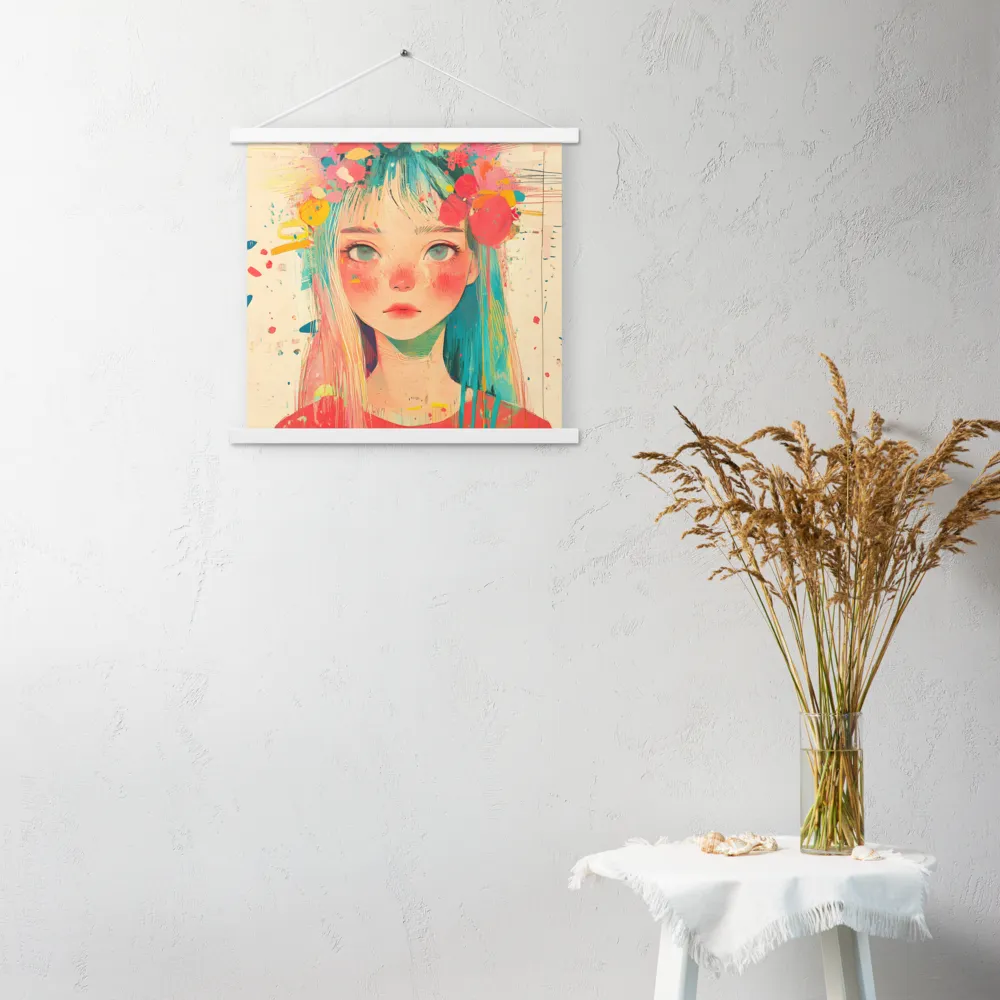 Whimsical Blossom | Poster With White Wood Hanger | 18″×18″