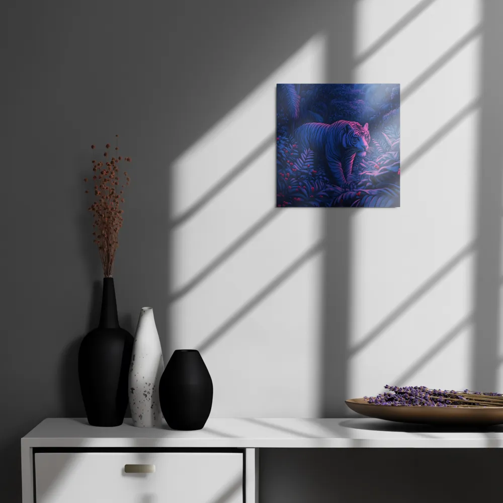 Mystic Prowler: The White Tiger in the Jungle | Metal Print | 12″×12″