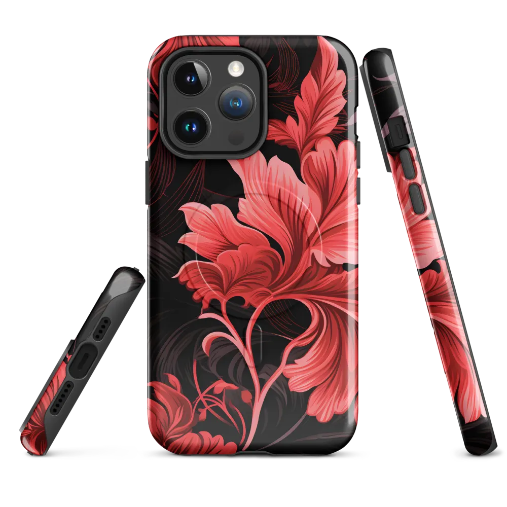 Tropical Elegance in Red | Phone Case |  14 Pro Max | MagSafe® Tough Case | Glossy