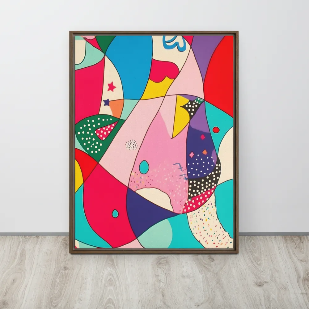 Playful Geometry in Color | Canvas with Brown Frame | 24″×32″
