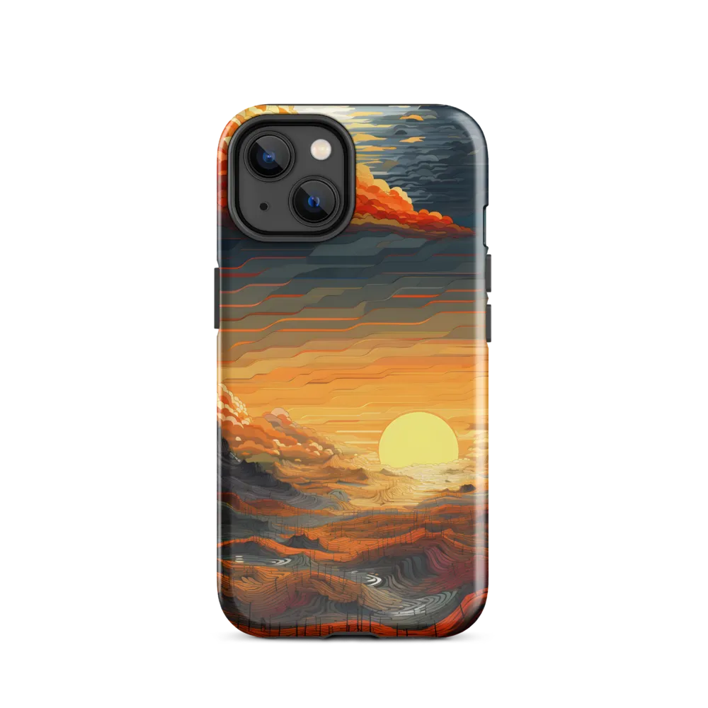 Ethereal Sunset: A Serene Landscape in Flowing Forms | Phone Case |  14 | Tough Case | Glossy