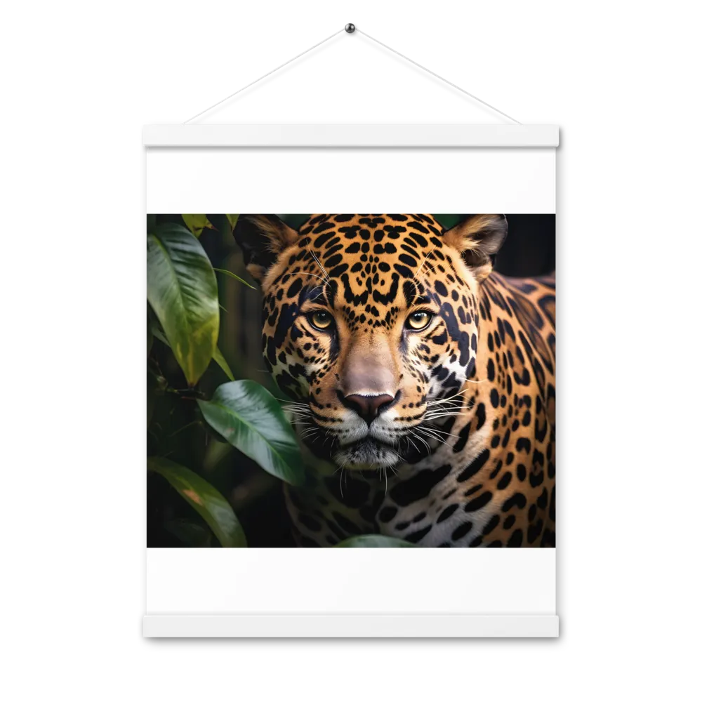 The Intensity of Nature: A Jaguar’s Gaze | Poster With White Wood Hanger | 16″×20″