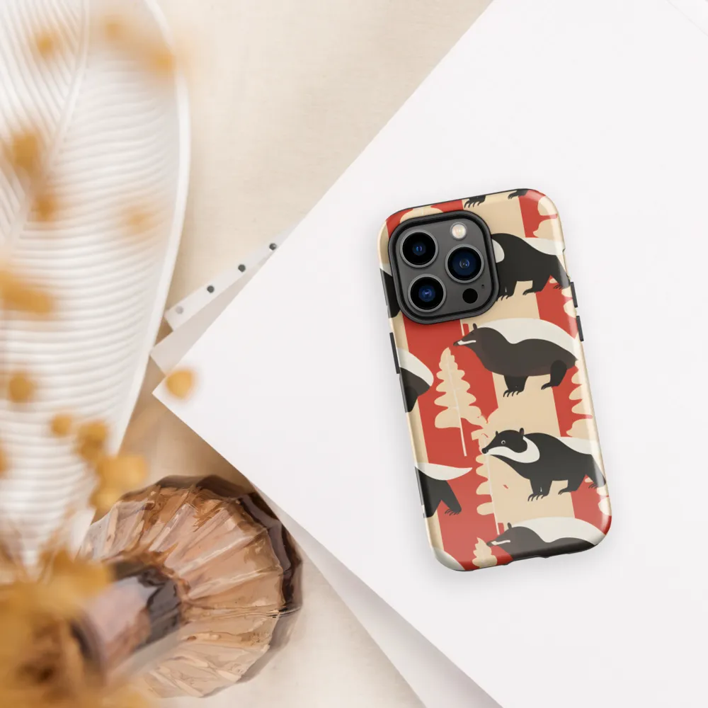 Wildlife Pattern: The Badger Tale | Phone Case |  14 Pro | Tough Case | Glossy