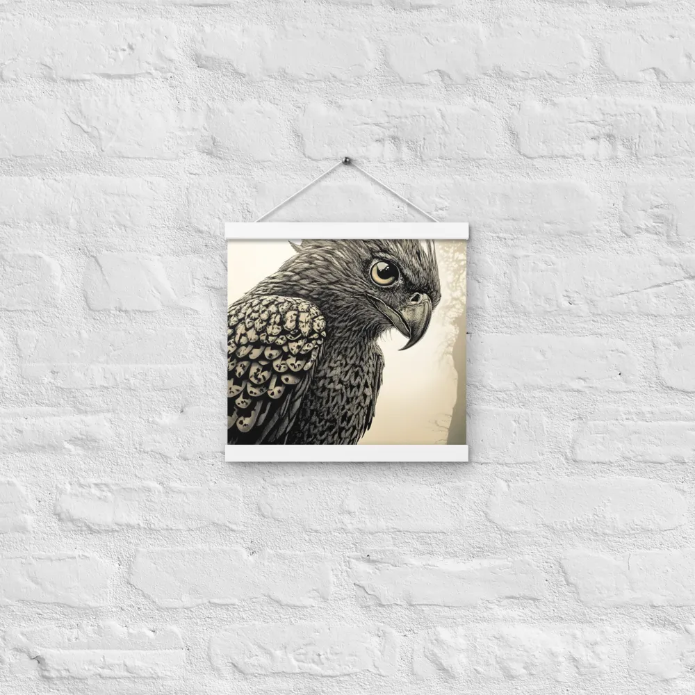 Majestic Owl in Detail | Poster With White Wood Hanger | 12″×12″