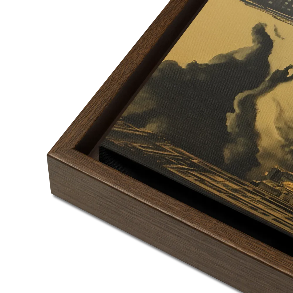 Echoes of a Forgotten Skyline | Canvas with Brown Frame | 16″×16″