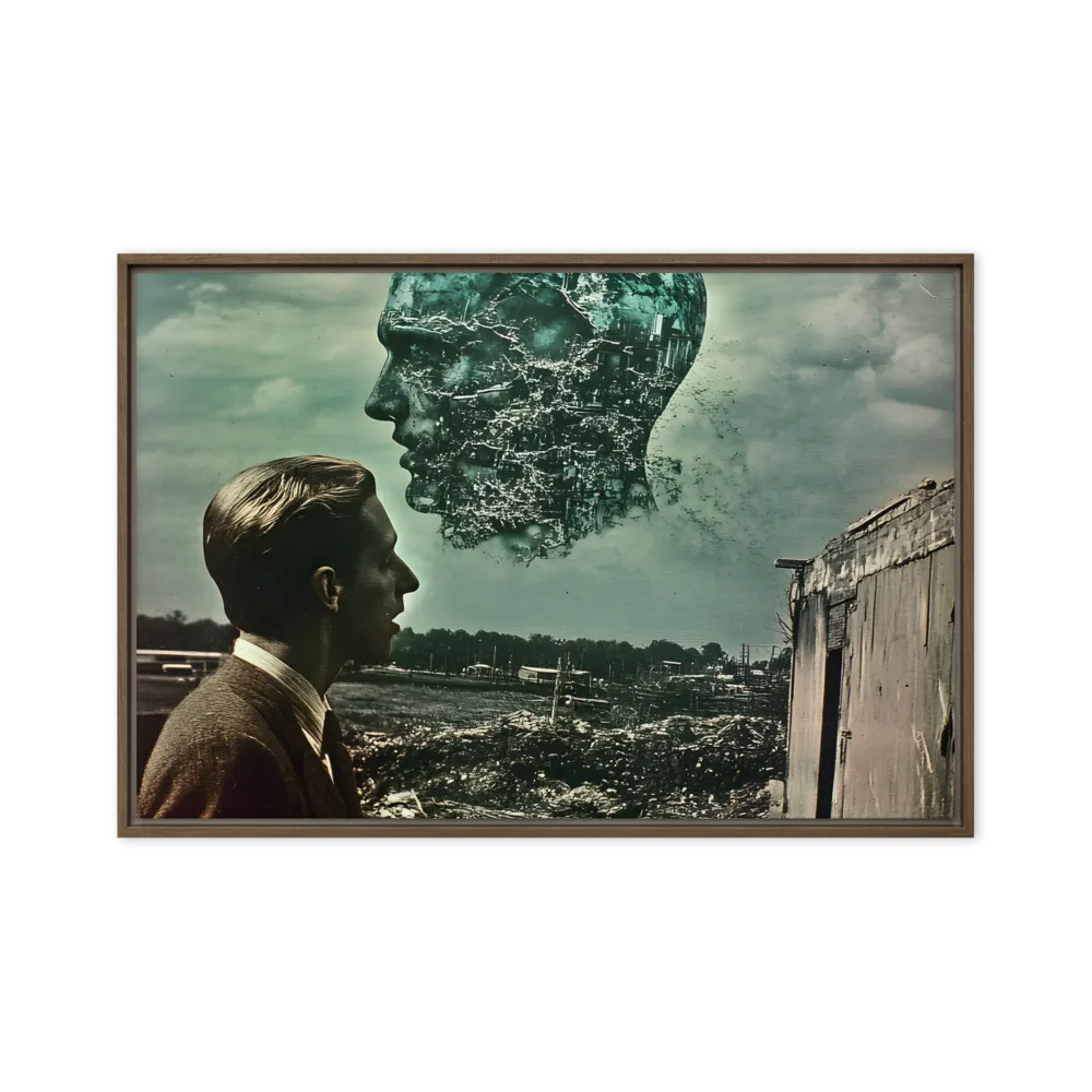 Ethereal Reflections: Identity in a Fragmented World | Canvas with Brown Frame | 24″×36″