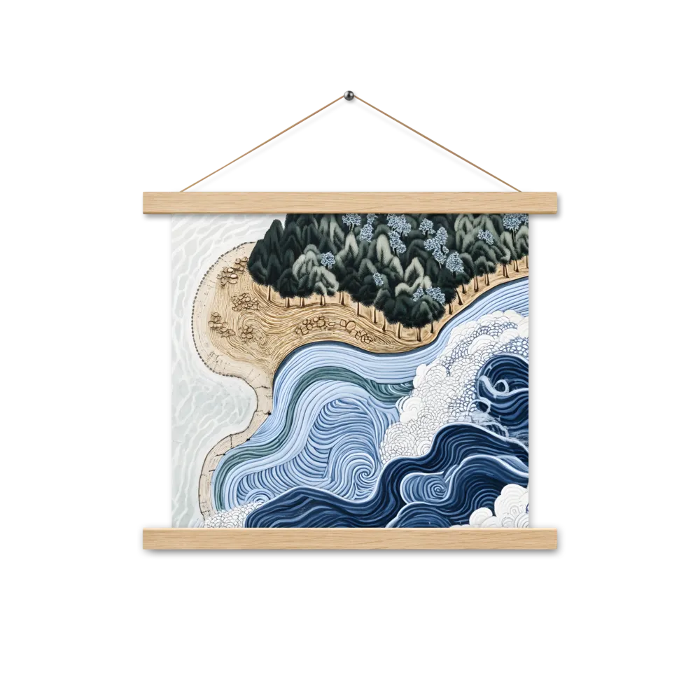 Oceanic Harmony: A Tranquil Landscape | Poster With Oak Wood Hanger | 14″×14″