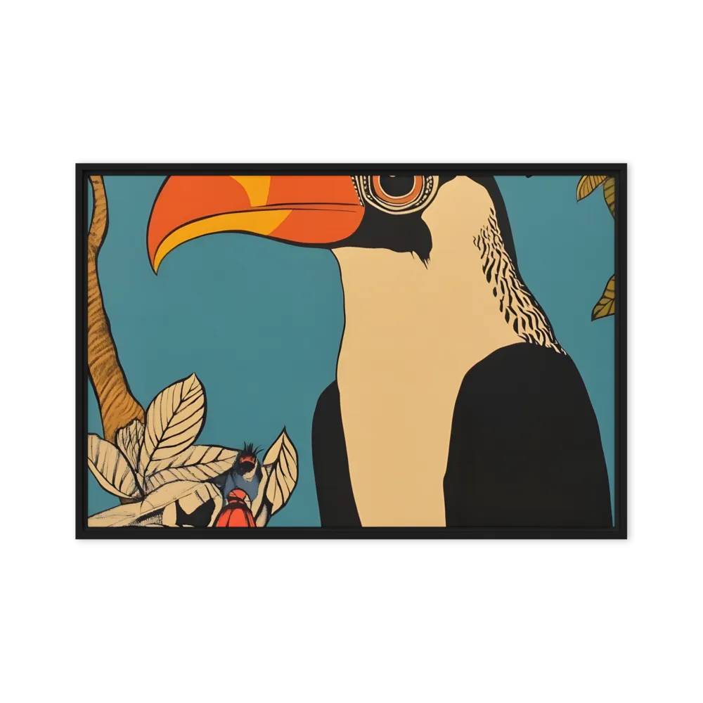 Tropical Majesty: The Toucan at Rest | Canvas with Black Frame | 24″×36″