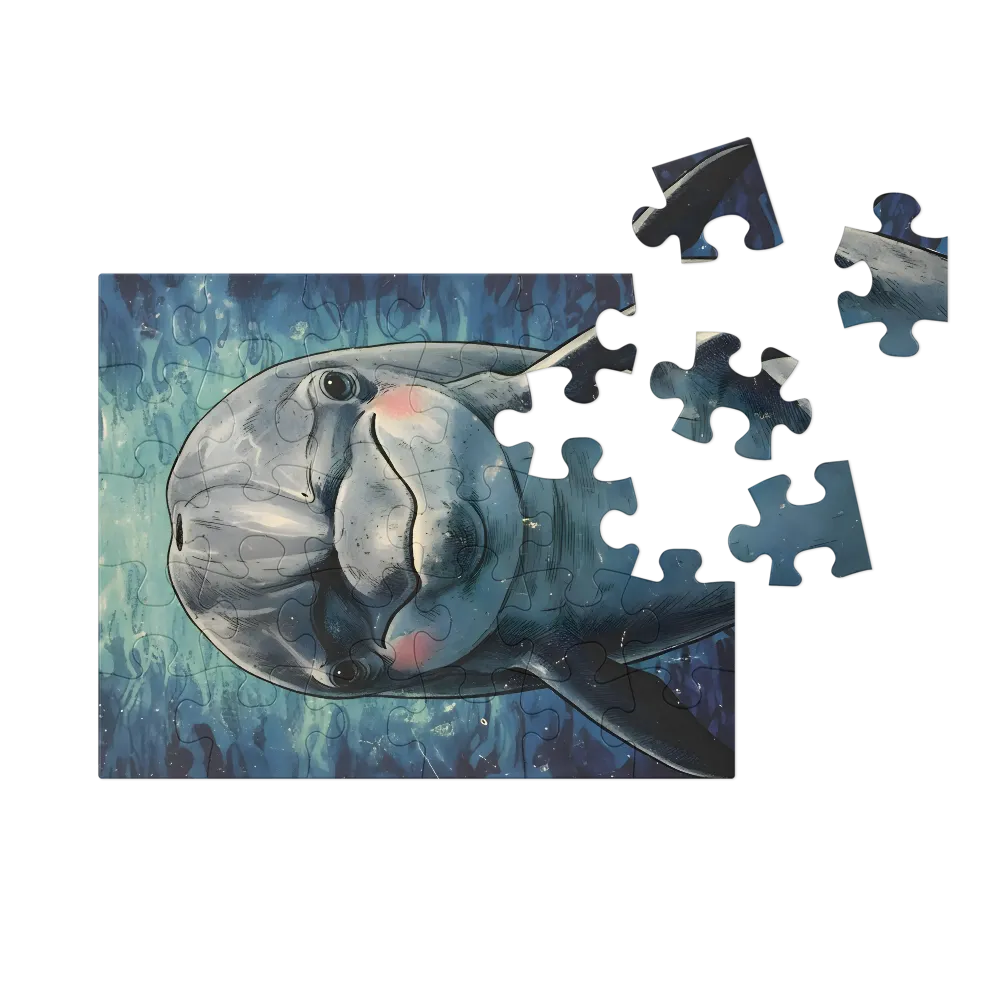 Blushing Dolphin 
 Jigsaw Puzzle in Tin Box
