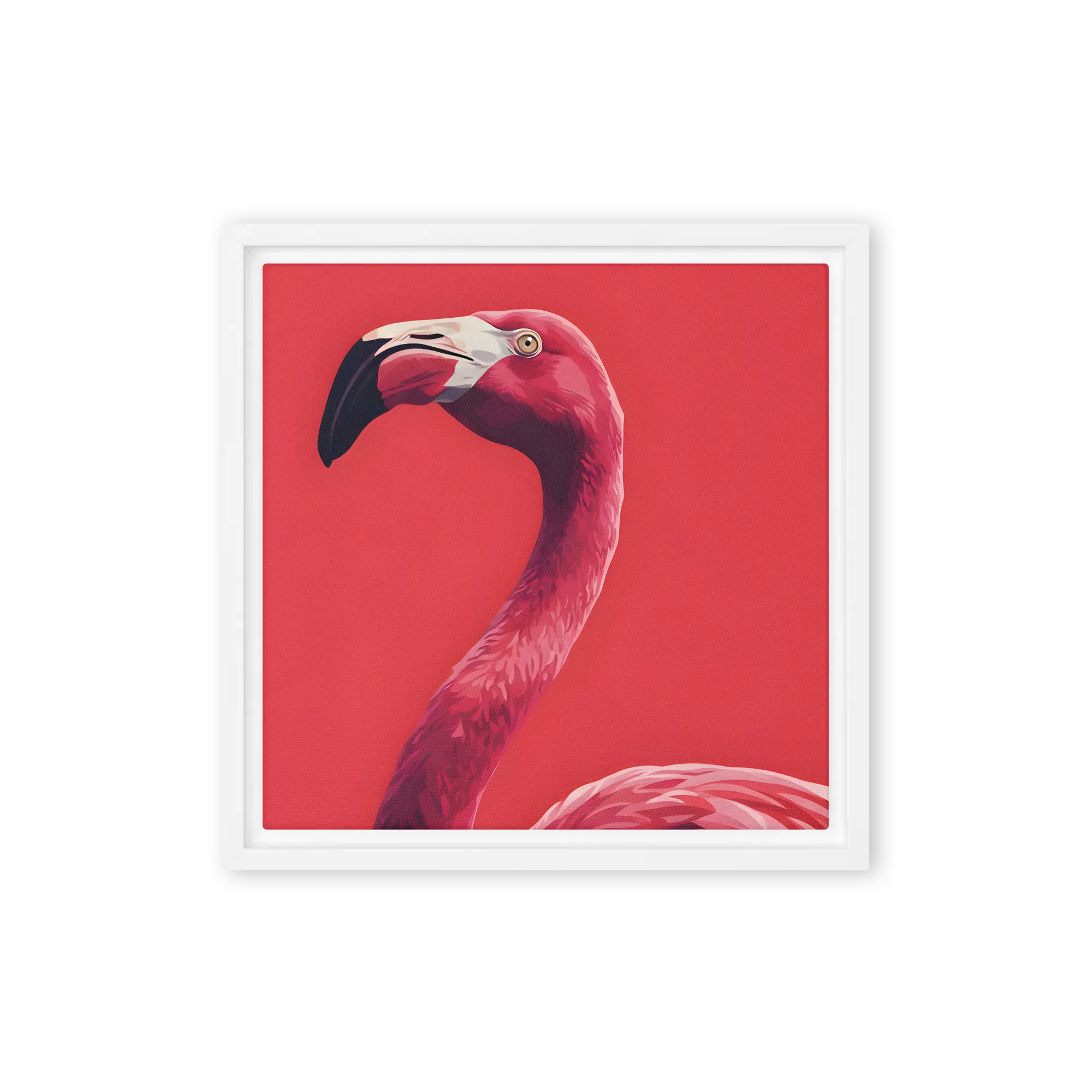 Crimson Flamingo 
 Canvas with White Frame
