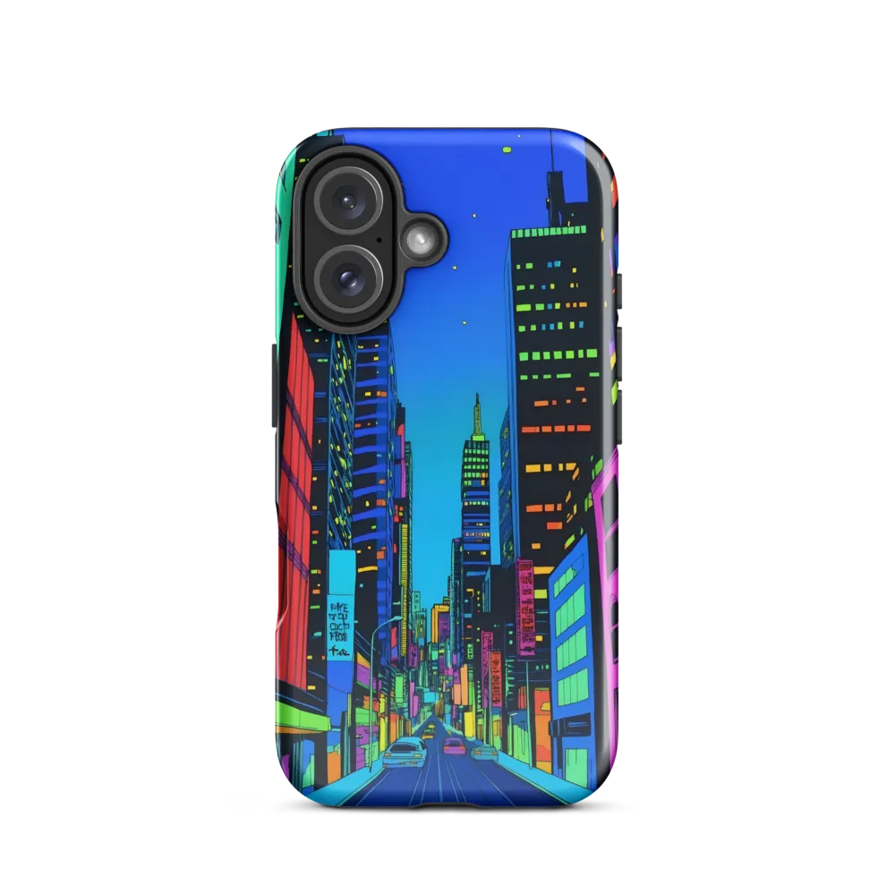 Neon Dreamscape: A Futuristic City at Dusk | Phone Case |  16 | Tough Case | Glossy