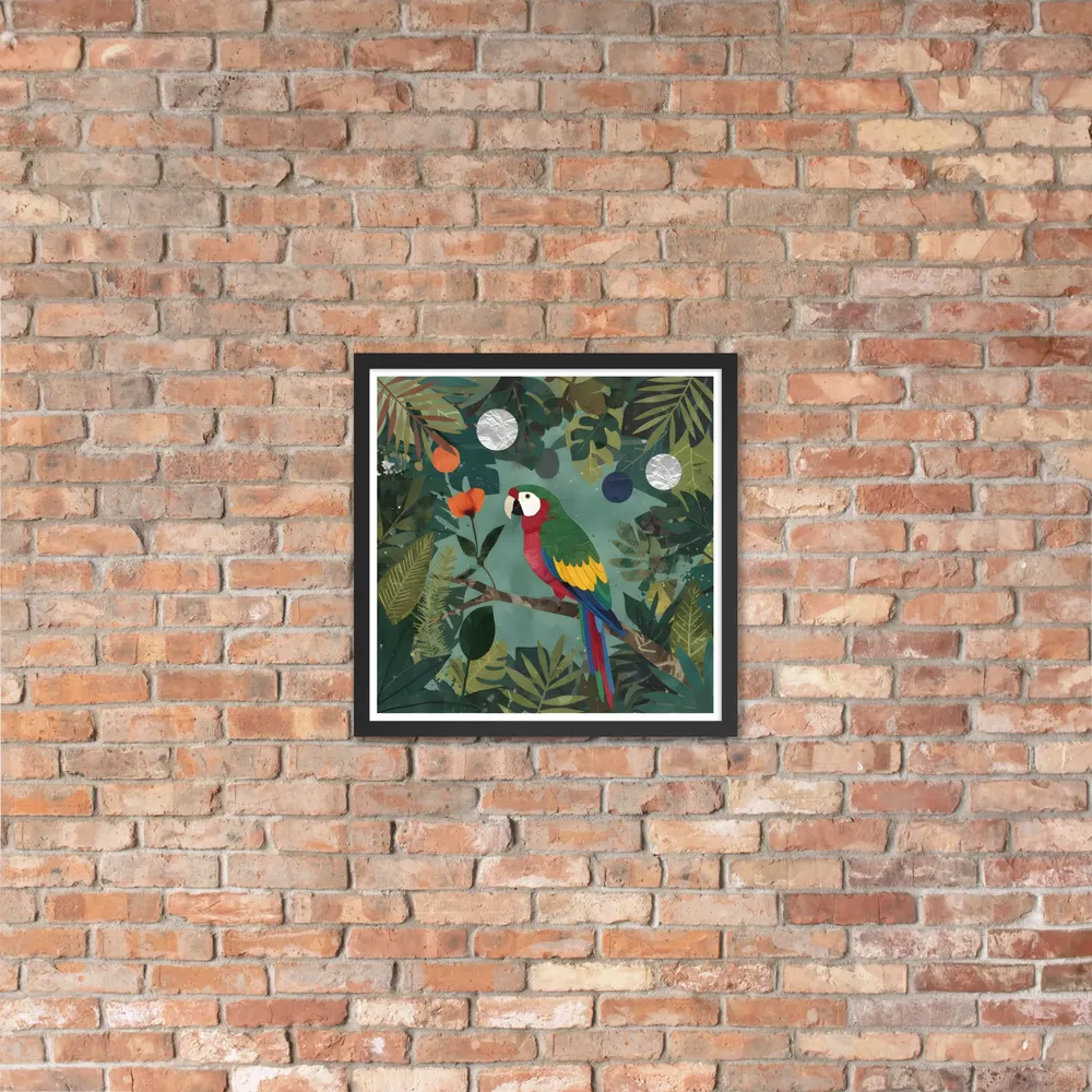 Canopy Parrot 
 Poster with Black Frame | 18″x 18″