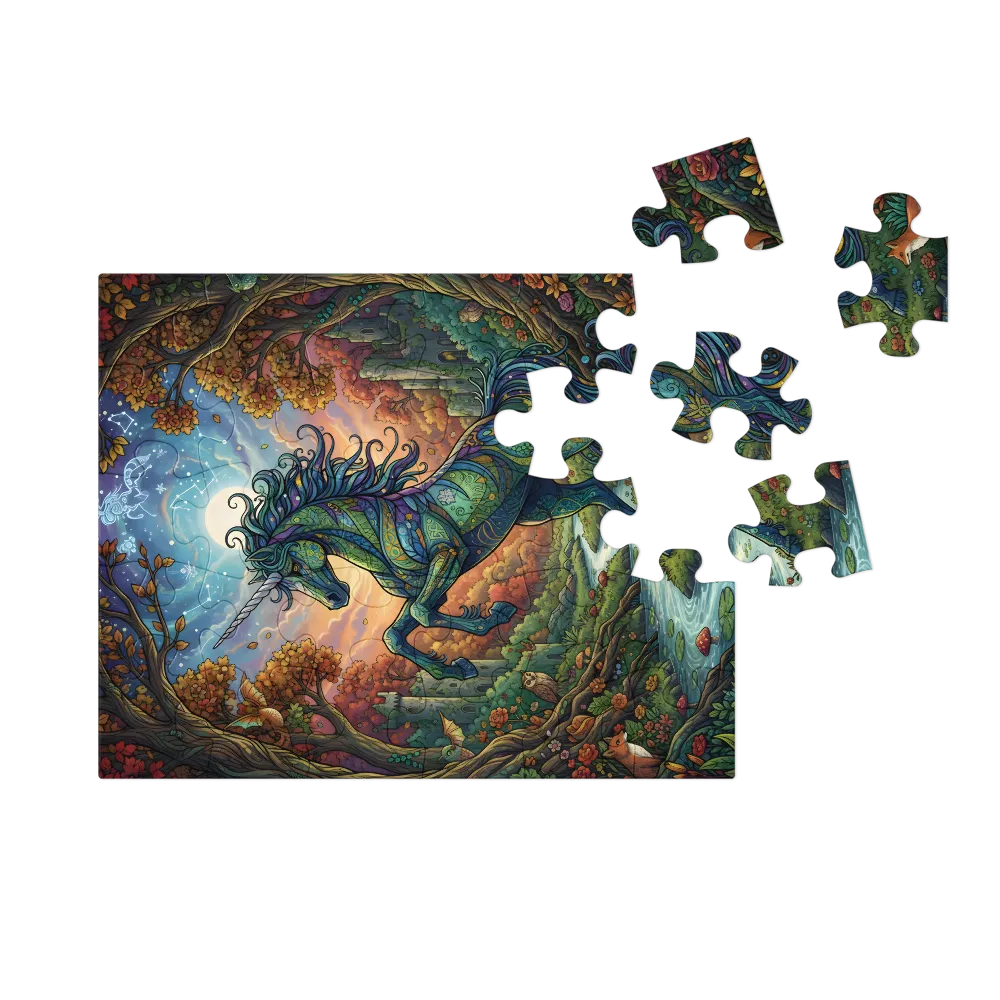 Moonlit Unicorn 
 Jigsaw Puzzle in Tin Box