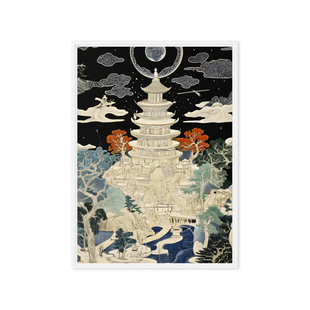 Whispers of the Pagoda | Canvas with White Frame | 20″×28″
