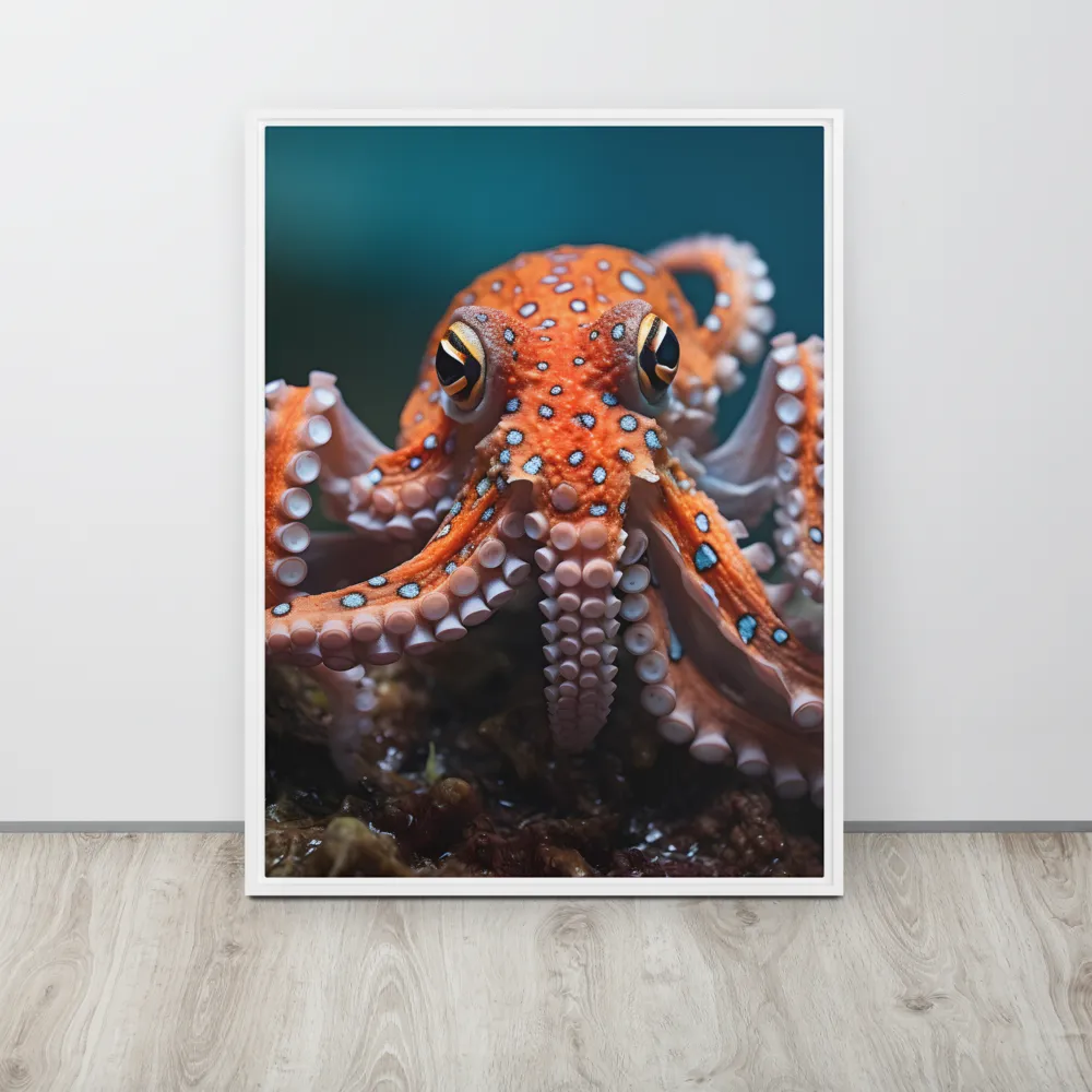 Curiosity of the Deep: The Orange Octopus | Canvas with White Frame | 24″×32″