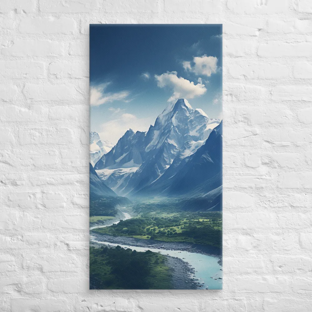 Majestic Serenity: A Landscape of Mountains and Rivers | Canvas | 20″×40″