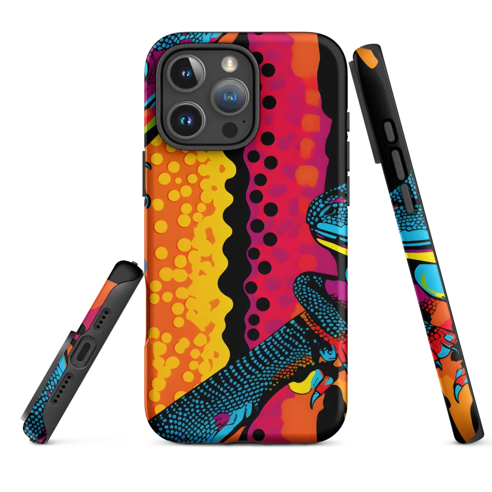 Colorful Encounters: The Playful Geckos | Phone Case |  16 Pro Max | Tough Case | Matte