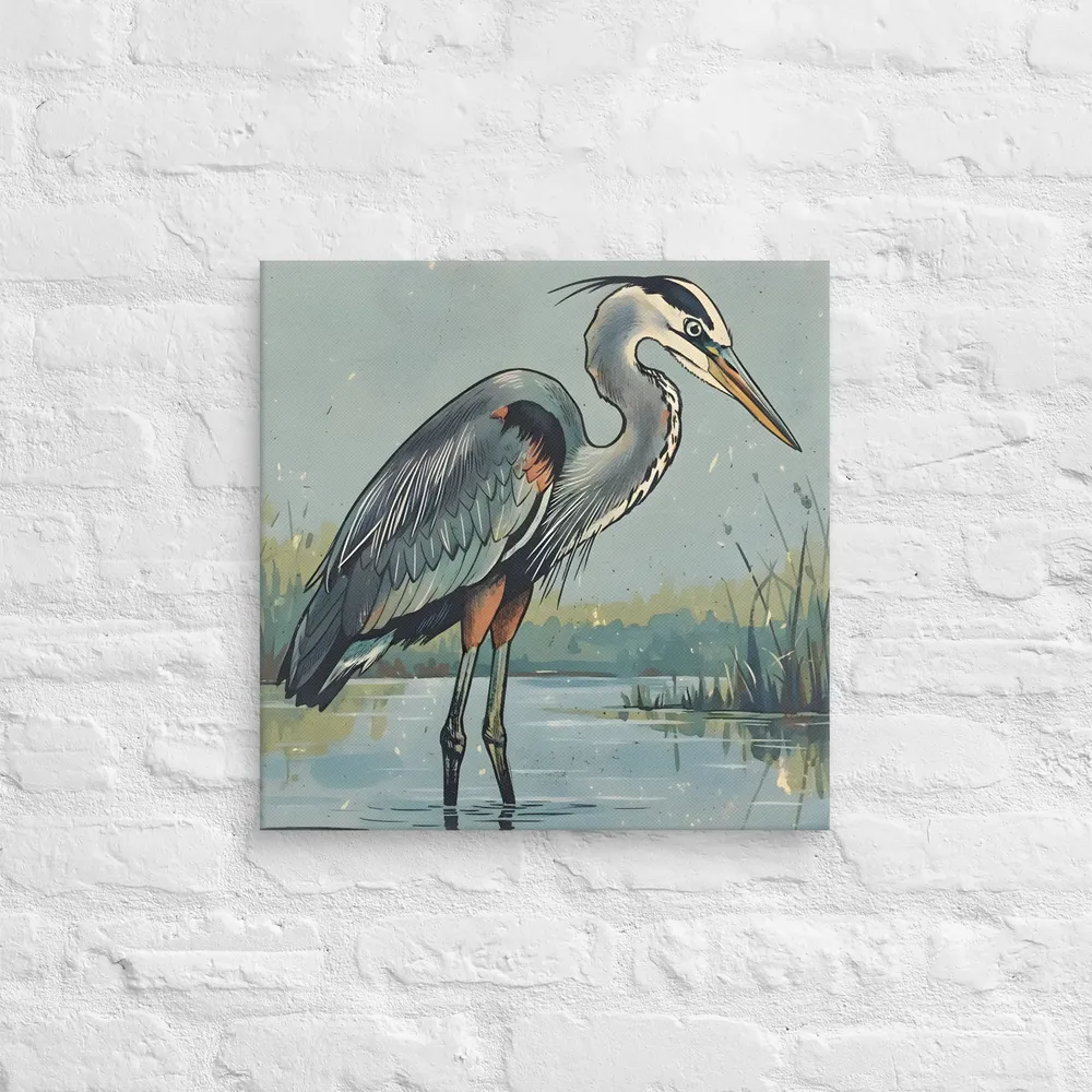 Heron in the Marsh 
 Canvas | 18″x 18″