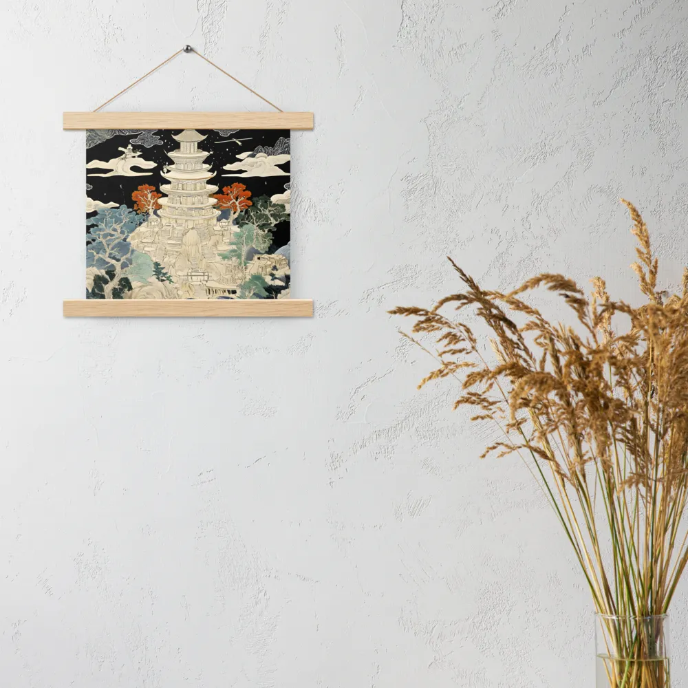 Whispers of the Pagoda | Poster With Oak Wood Hanger | 10″×10″